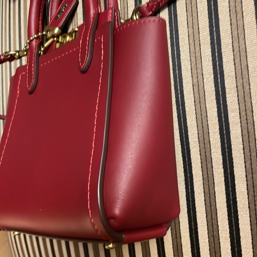 Coach 1941 Troupe mini Tote 16 Red w/ brass Crossbody Mini Bag Handbag 79401 - Picture 8 of 12